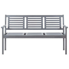 3-seater Garden bench with cushion 150 cm gray eucalyptus wood