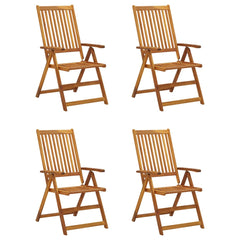 Reclining garden chairs 4 pcs with cushions, solid acacia wood