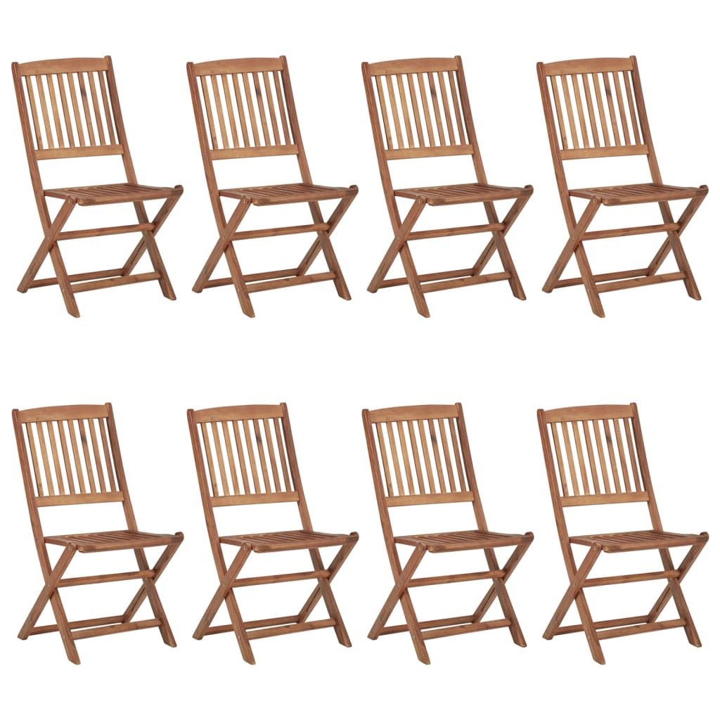 Folding outdoor chairs 8 pieces solid acacia wood