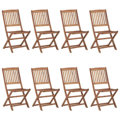 Folding outdoor chairs 8 pieces solid acacia wood