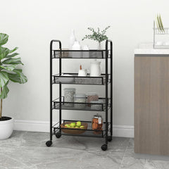 4-story kitchen trolley black 46x26x85 cm iron