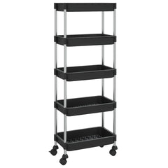 5-layer kitchen trolley black 42x29x128 cm iron and ABS