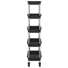 5-layer kitchen trolley black 42x29x128 cm iron and ABS