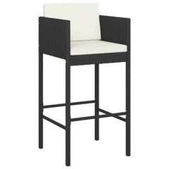 Bar stools 4 pcs with seat cushions black poly rattan