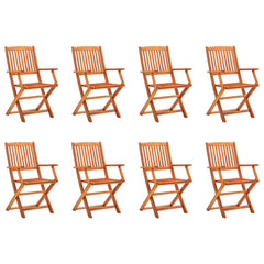 Folding garden chairs 8 pcs full eucalyptus wood