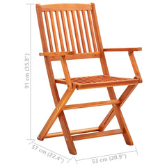 Folding garden chairs 8 pcs full eucalyptus wood