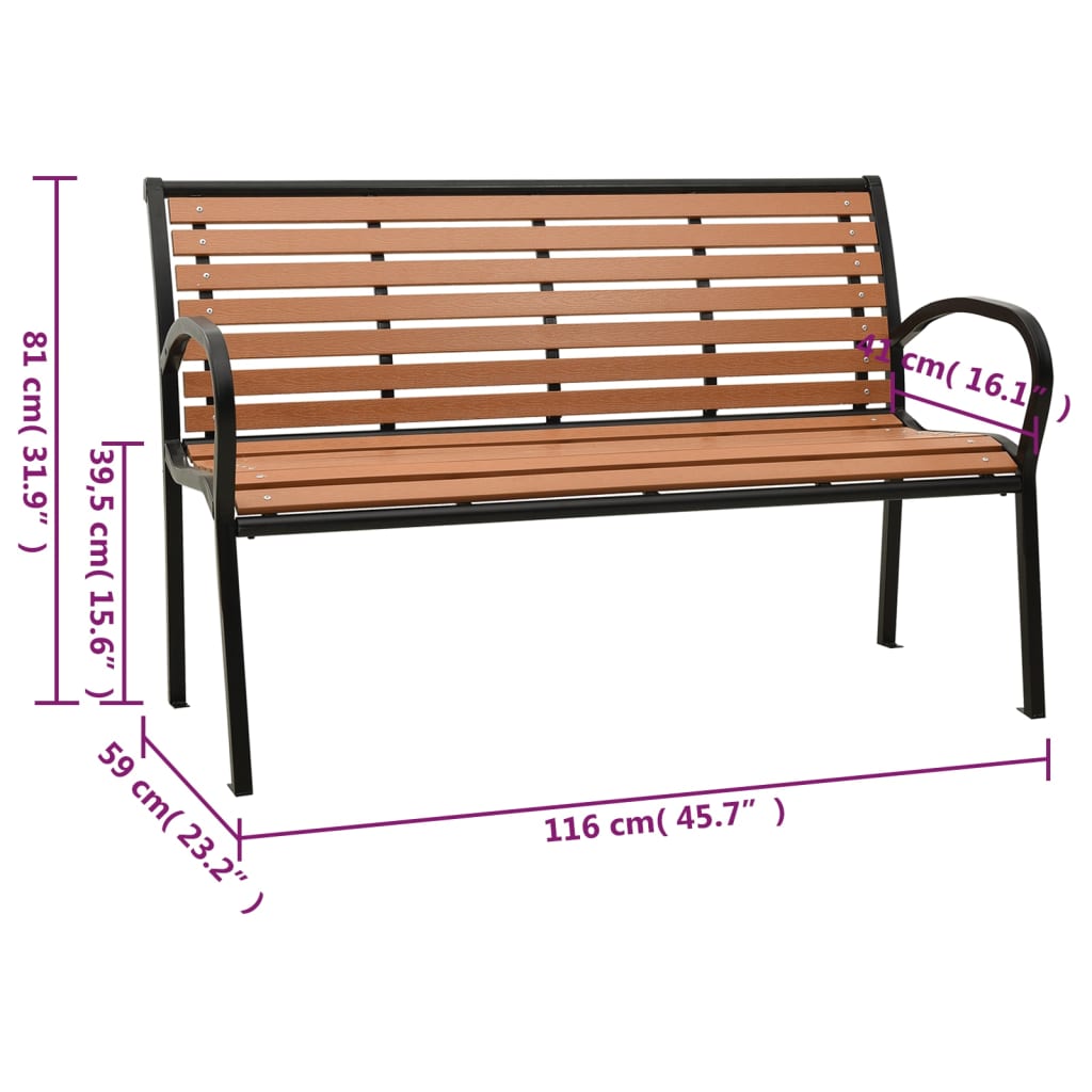 Puutarhapenkki Musta Ja 116 Cm Teräs Ja Wpc