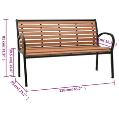 Puutarhapenkki Musta Ja 116 Cm Teräs Ja Wpc