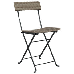 Folding bistro chairs 8 pcs gray polyrattan and steel