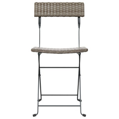 Folding bistro chairs 8 pcs gray polyrattan and steel