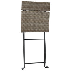 Folding bistro chairs 8 pcs gray polyrattan and steel