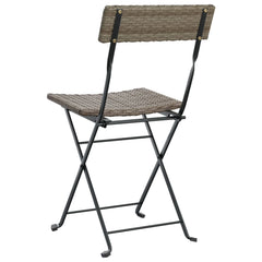 Folding bistro chairs 8 pcs gray polyrattan and steel