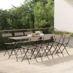 Folding bistro chairs 8 pcs gray polyrattan and steel