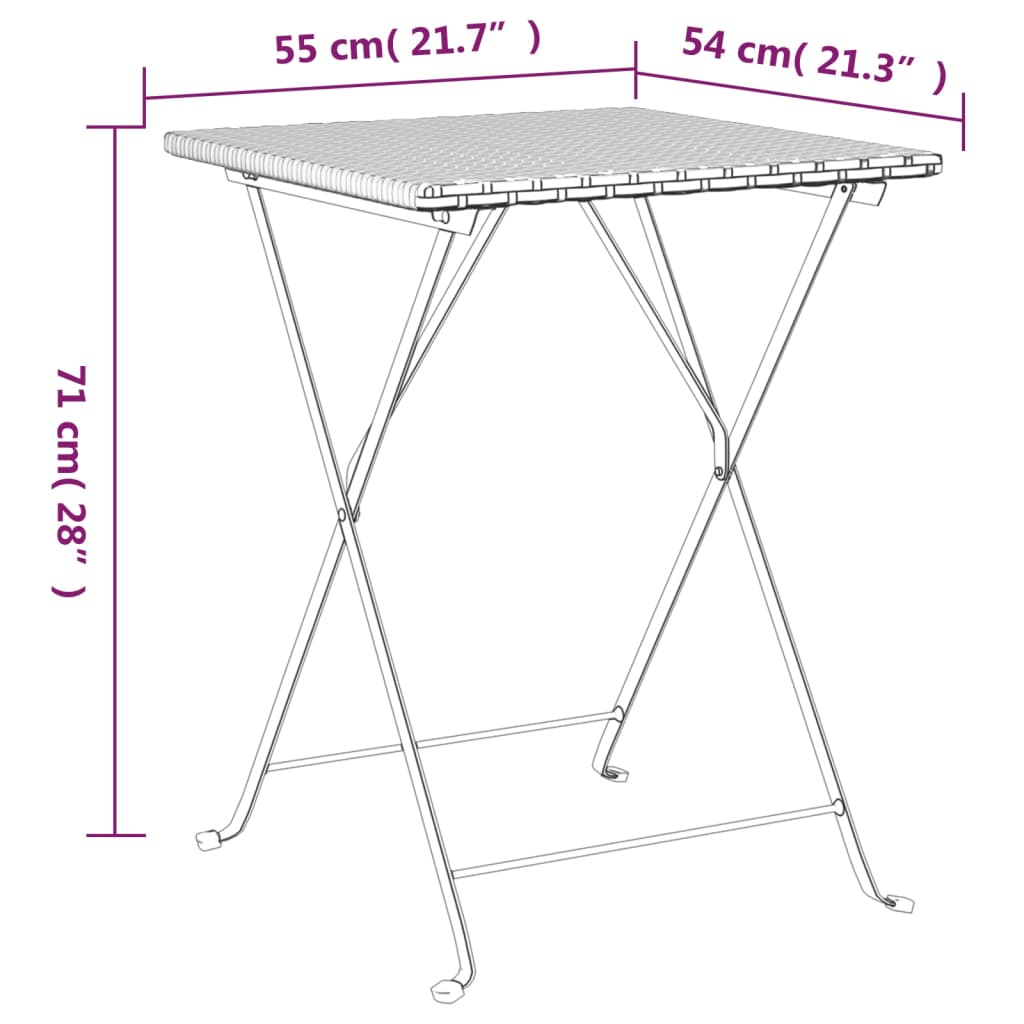 Taitettava Bistropöytä 55X54X71 Cm Polyrottinki