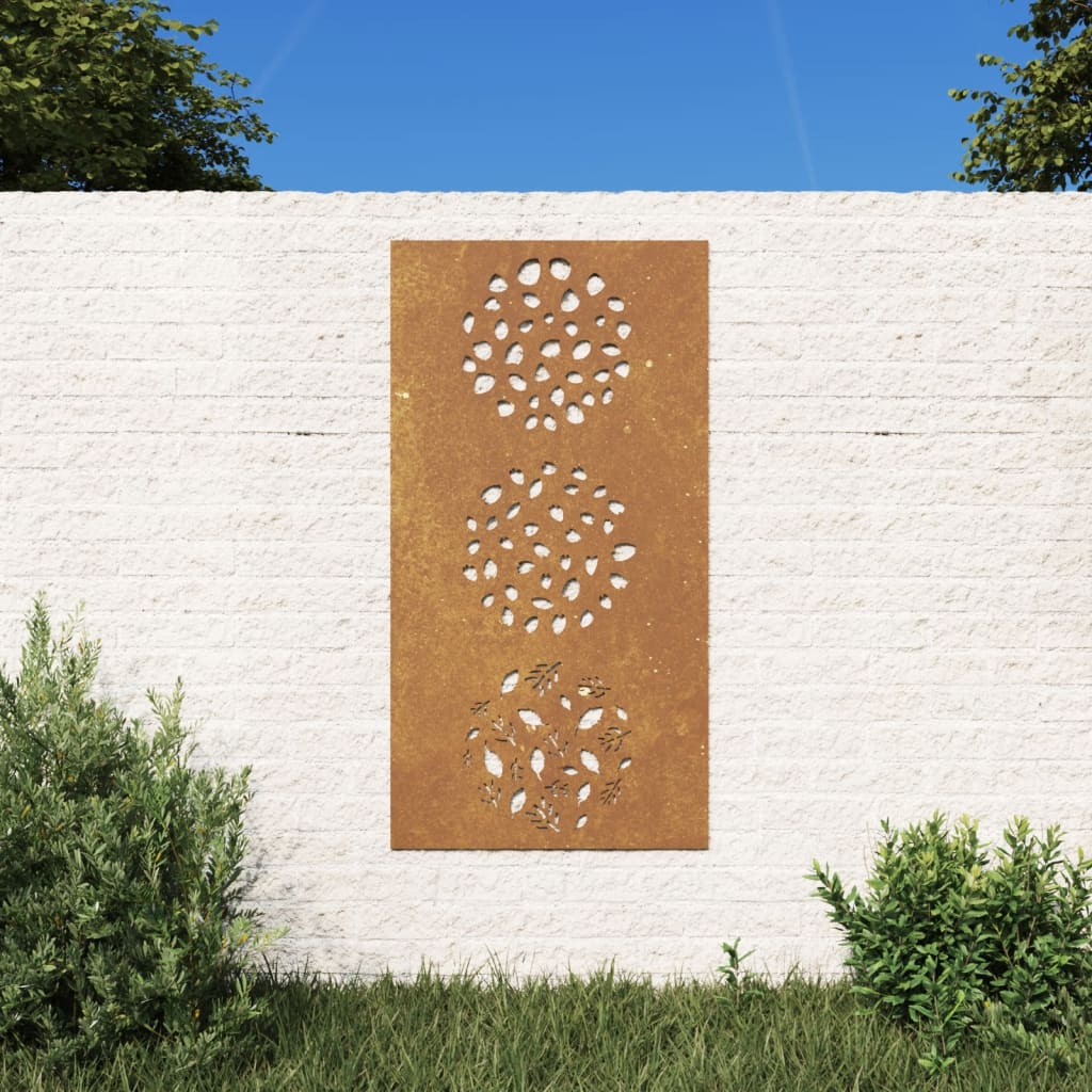 Puutarhaseinäkoriste 105X55 Cm Corten Teräs Lehtikuvio