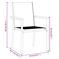 Puutarhatuolit 2 kpl 55x61,5x90 cm musta Textilene ja teräs