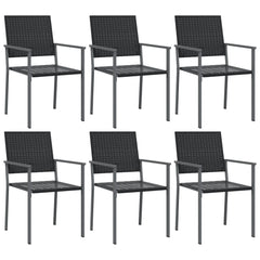 Garden chairs 6 pcs 54x62.5x89 cm black poly rattan