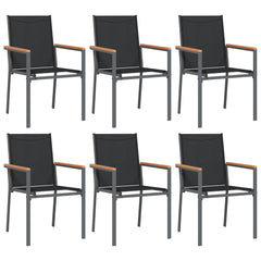 Garden chairs 6 pcs 55x61.5x90 cm black Textilene and steel