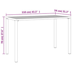 Puutarhan ruokapöytä antrasiitti 110x54x70 cm teräs