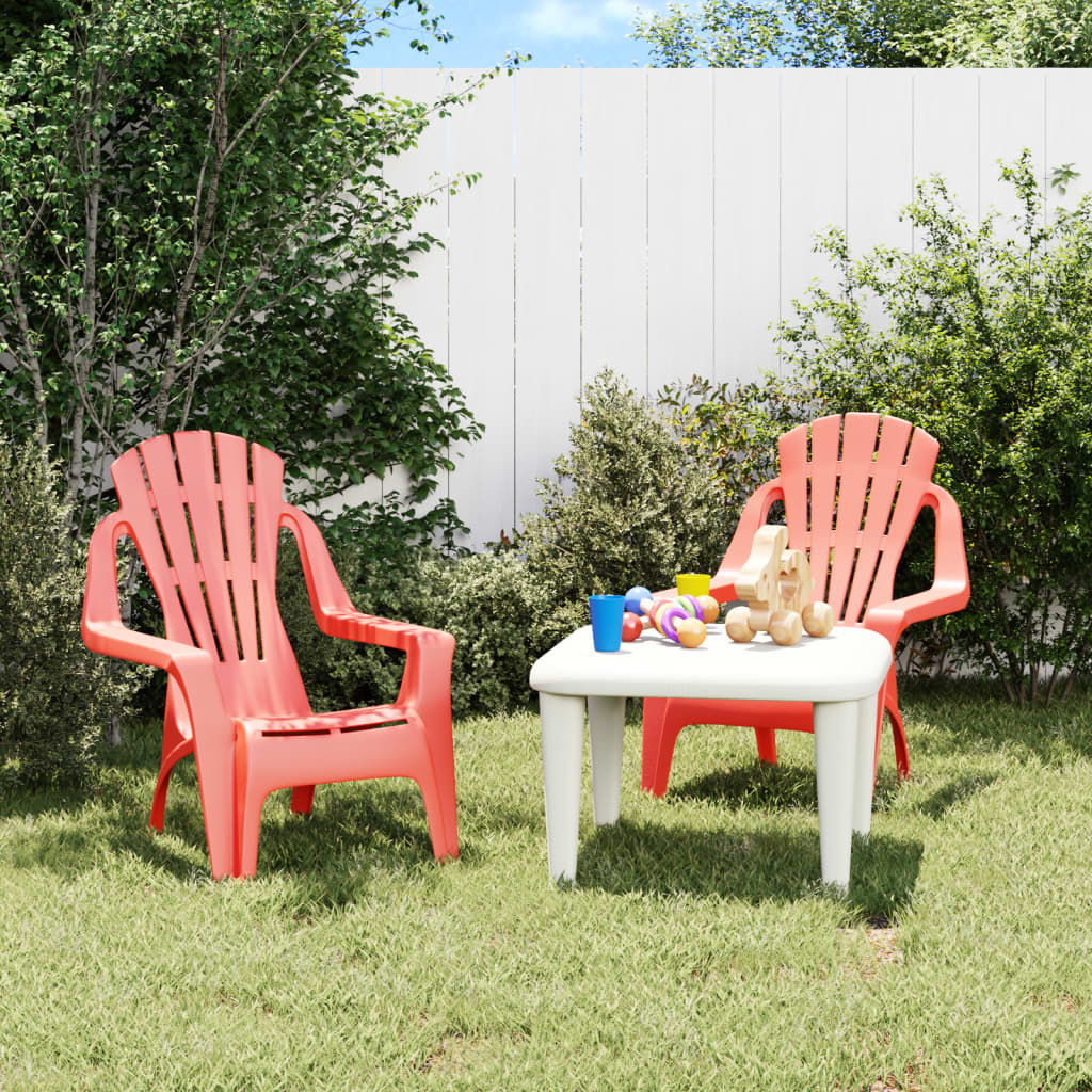 Garden chairs 2 pcs for children red 37x34x44 cm PP wood style