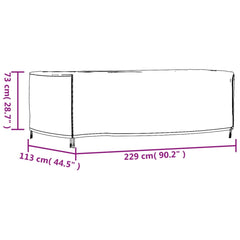 Puutarhakalusteiden suoja musta 229x113x73 cm vedenkestävä 420D