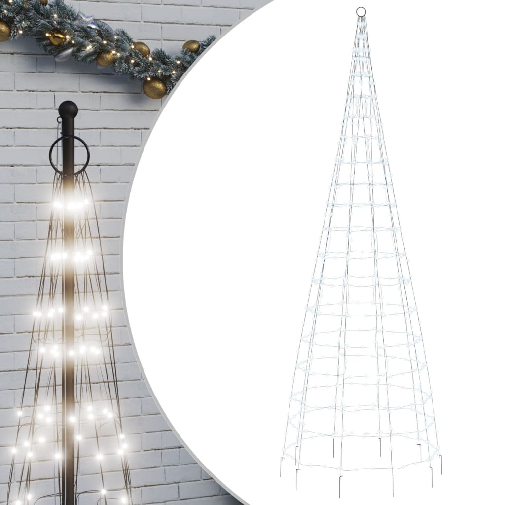 Led Joulukuusi Lipputankoon 550 Kylmän Valk. Led-Valoa