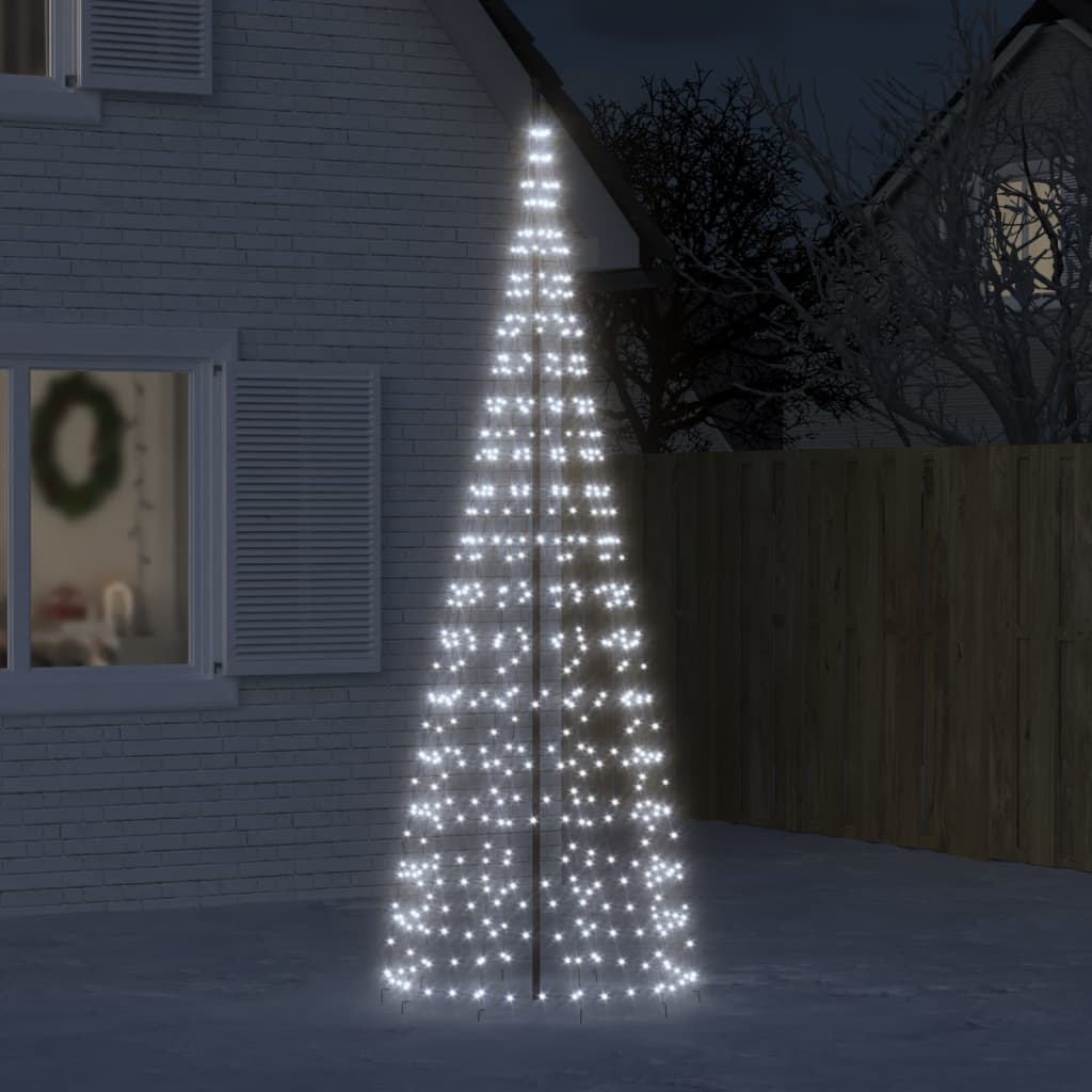 Led Joulukuusi Lipputankoon 550 Kylmän Valk. Led-Valoa