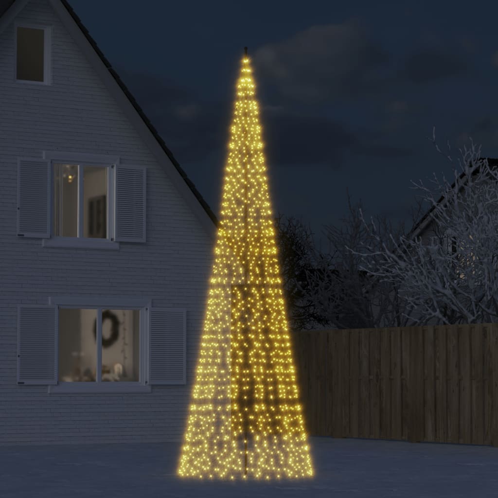 Led Joulukuusi Lipputankoon 550 Kylmän Valk. Led-Valoa