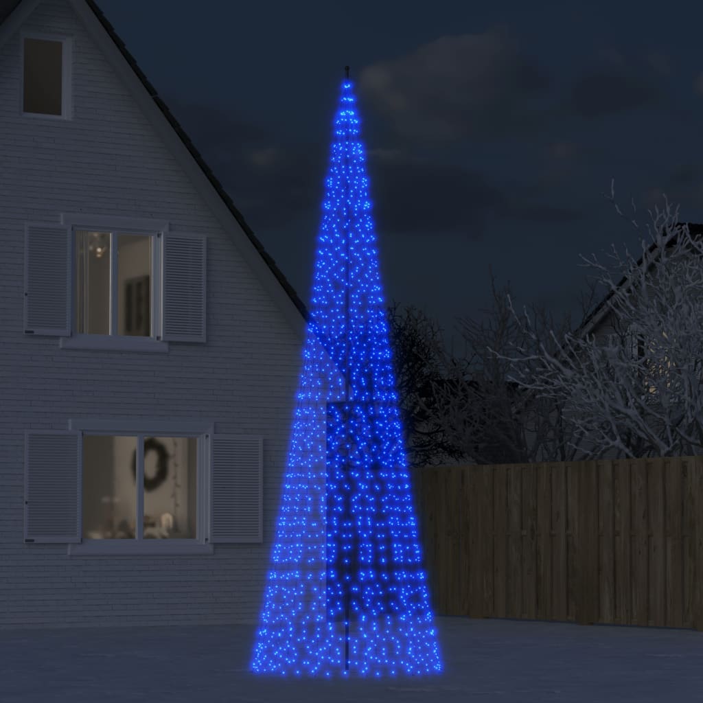 Led Joulukuusi Lipputankoon 550 Kylmän Valk. Led-Valoa