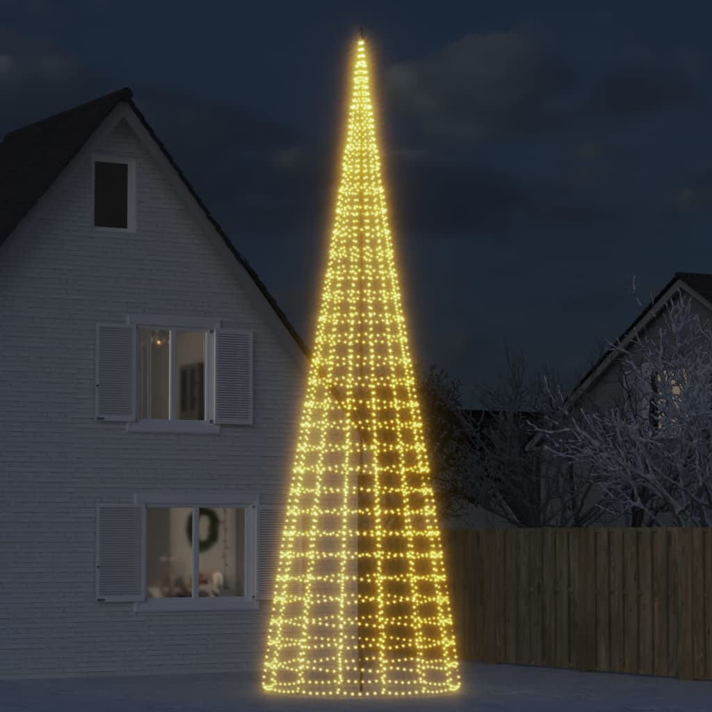 Led Joulukuusi Lipputankoon 550 Kylmän Valk. Led-Valoa