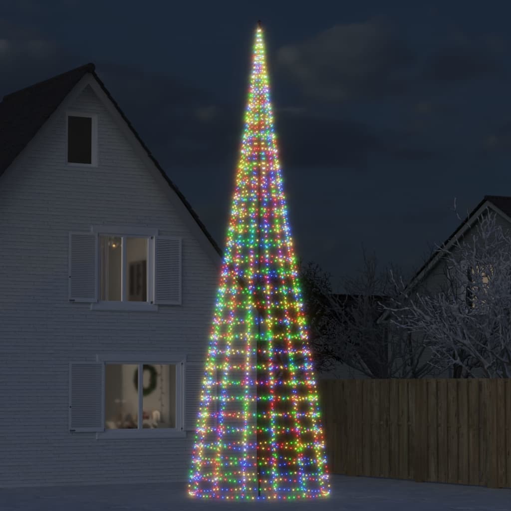 Led Joulukuusi Lipputankoon 550 Kylmän Valk. Led-Valoa