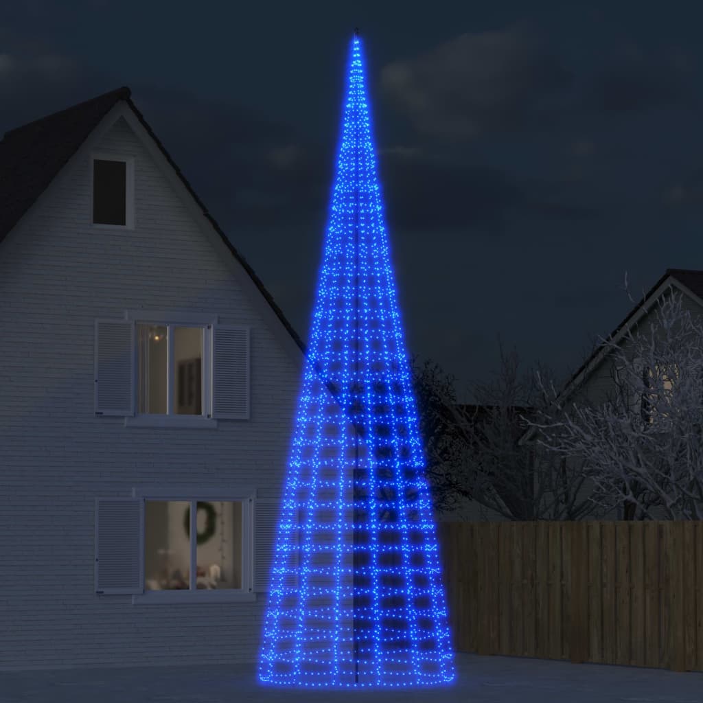 Led Joulukuusi Lipputankoon 550 Kylmän Valk. Led-Valoa