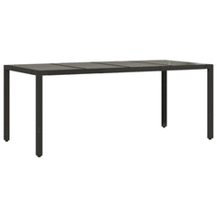 Garden table glass table top black 190x90x75 cm polyrattan