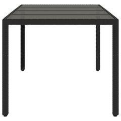 Garden table glass table top black 190x90x75 cm polyrattan