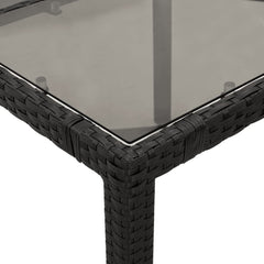 Garden table glass table top black 190x90x75 cm polyrattan