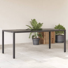 Garden table glass table top black 190x90x75 cm polyrattan