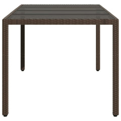 Garden table glass table top brown 190x90x75 cm poly rattan