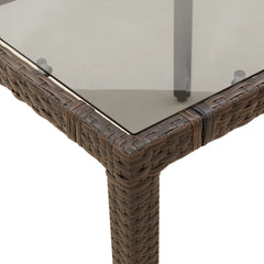 Garden table glass table top brown 190x90x75 cm poly rattan