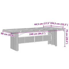 Puutarhapöytä akaasia pöytälevy musta 240x90x75 cm polyrottinki