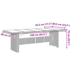 Puutarhapöytä lasipöytälevy ruskea 240x90x75 cm polyrottinki