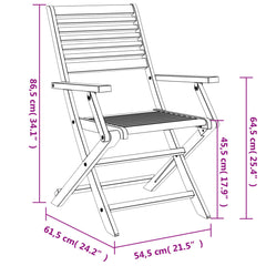 Taitettavat puutarhatuolit 6 kpl 54,5x61,5x86,5 cm akasiapuu