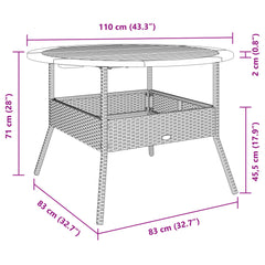 Puutarhapöytä täysi akasiapuu levy musta Ø110x71 cm PE-rottinki