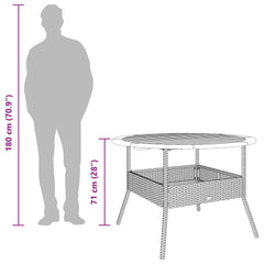 Puutarhapöytä täysi akasiapuu levy musta Ø110x71 cm PE-rottinki