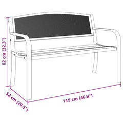 Puutarhapenkki 119 cm musta teräs