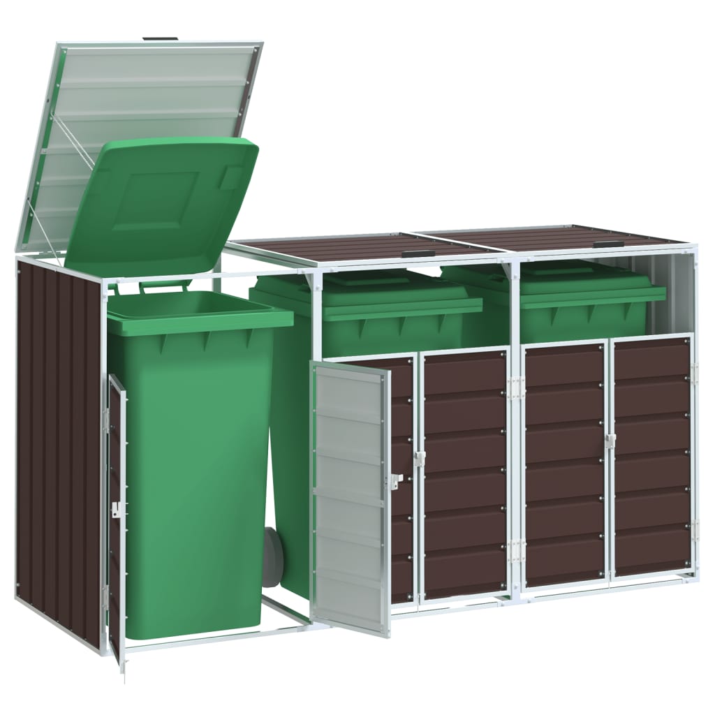 Wheelie Bin Säilytys Triple Bins 216X81X115Cm Teräs