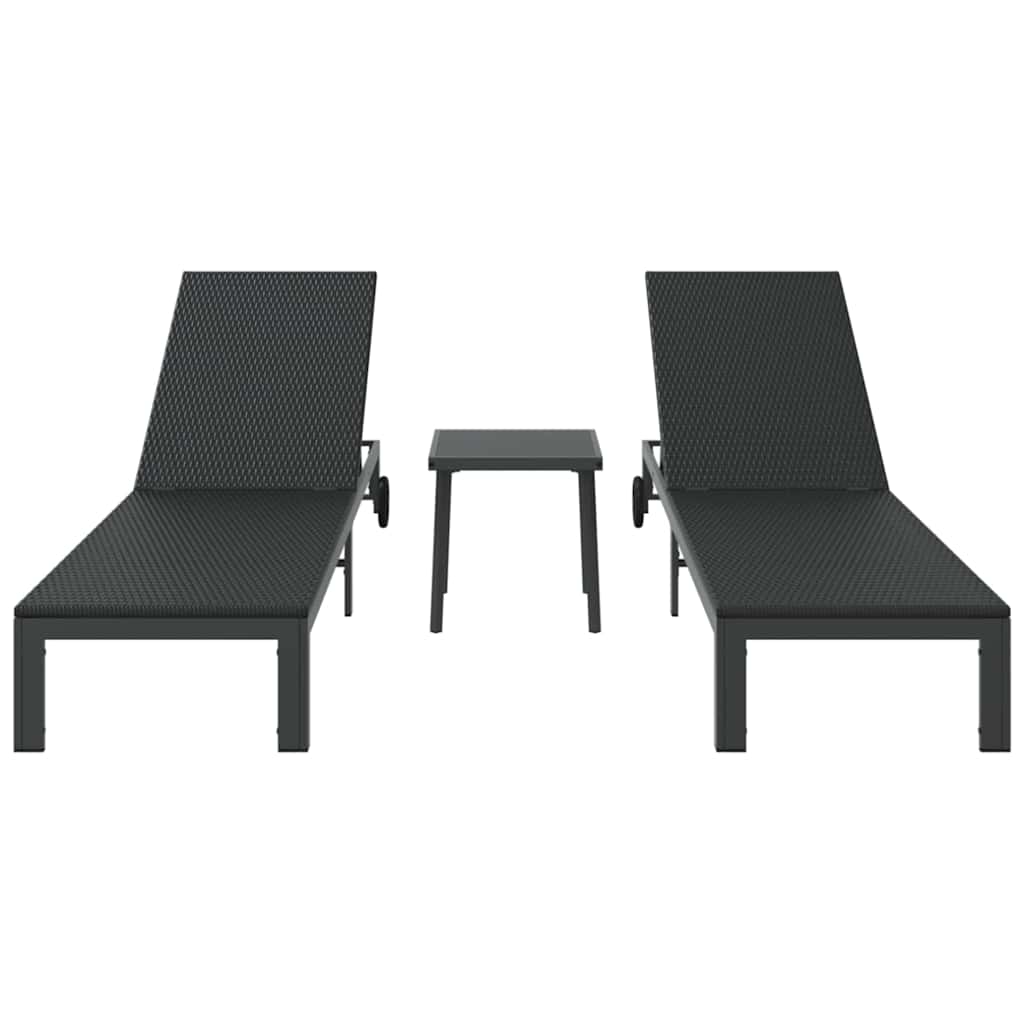 Aurinkotuoli Tyynyllä 2 Pcs Musta 40 X 39 X 40.5Cm Polyrottinki