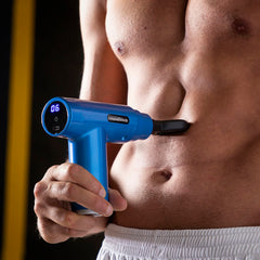 InnovaGoods® Mini-Massagepistole Relmux mit 4 austauschbaren Köpfen, 20 Intensitätsstufen, LED-Bildschirm und Reiseetui, ideal z