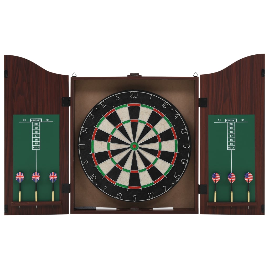 Professional-level sisal dart board with cabinet and 6 darts