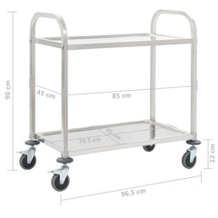 2-level serving trolley 96.5x55x90 cm stainless steel