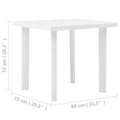 Puutarhapöytä valkoinen 80x75x72 cm muovi